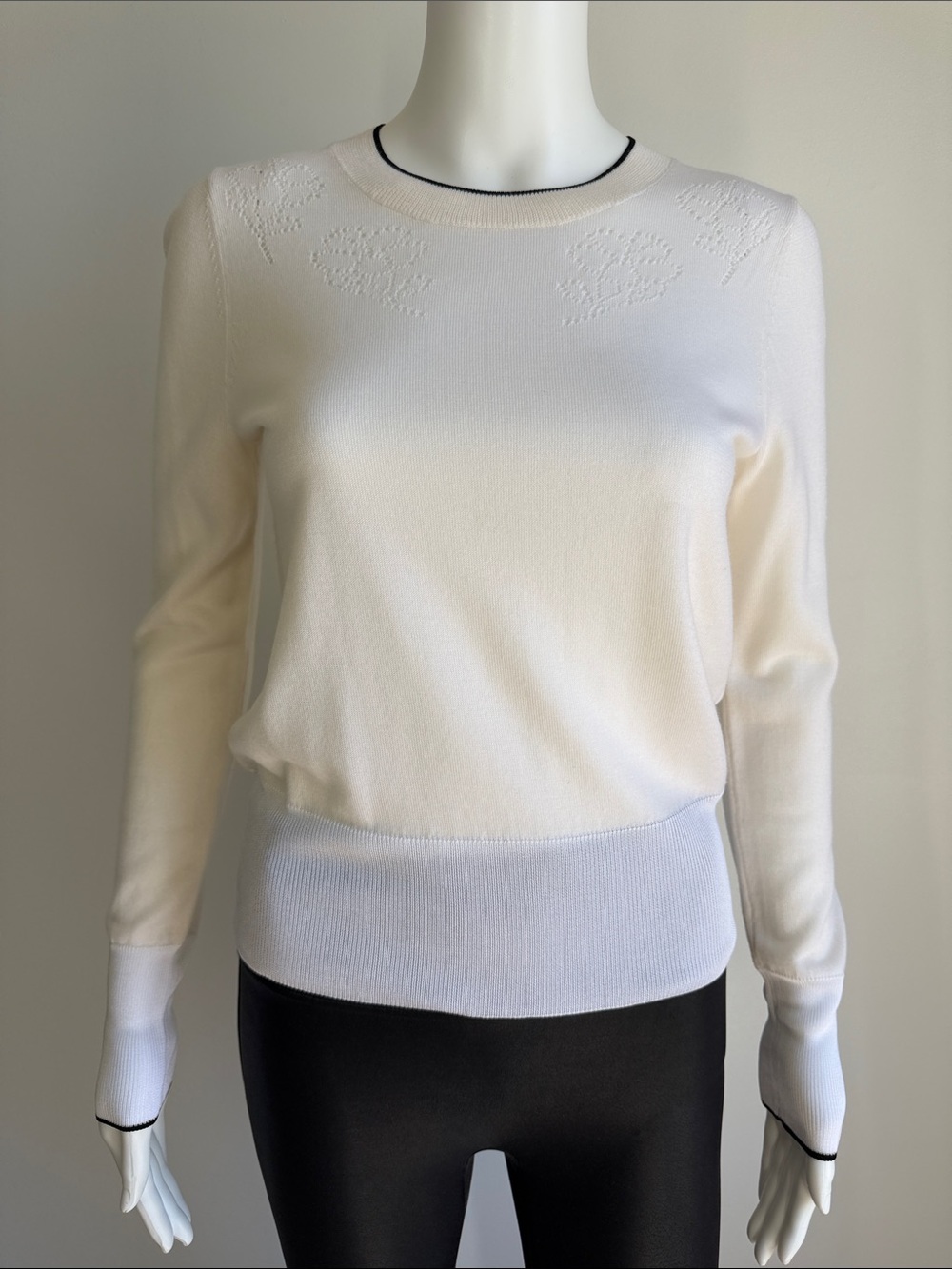 rag & bone Merino Wool Sweater XS Ivory Floral Knit Pullover